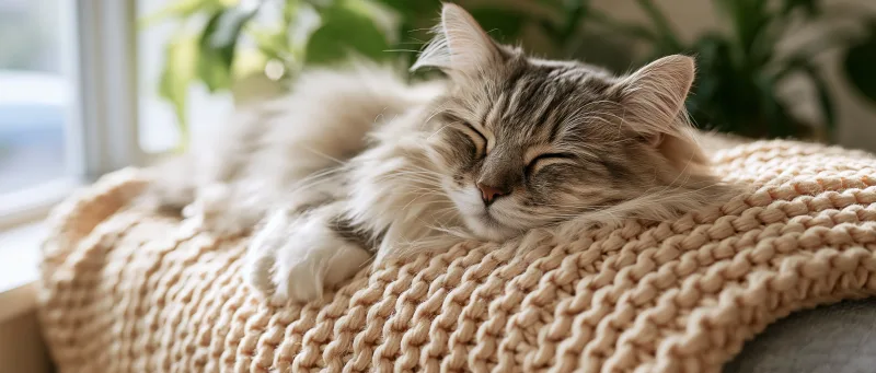 Battaniyede dinlenen kedi
